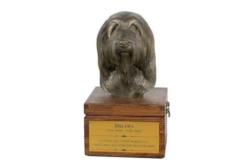 Bearded collie urne marron - bearded,