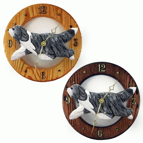 Horloge bois bearded collie - en,