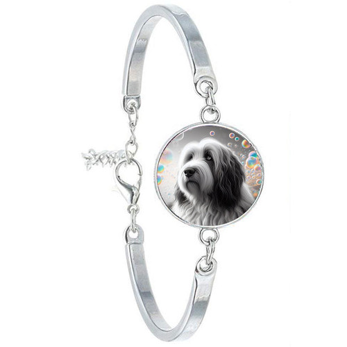 Bracelet cabochon acier chien - bracelet,